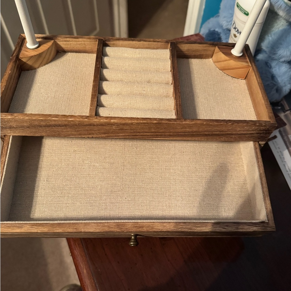 Wooden Jewelry Organizer with Cream Lining